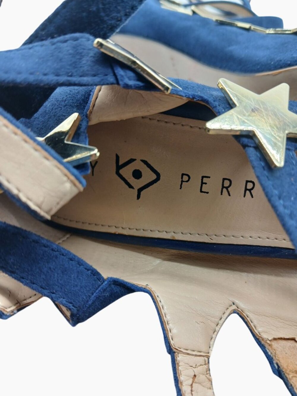 Katy Perry Stella Star Studded Blue Suede Gladiator Stiletto High Heels Size 9 - Picture 8 of 15